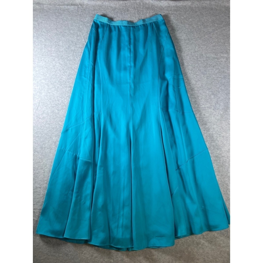 Ann Taylor Womens Maxi Skirt Flared Paneled Teal Blue XXSP